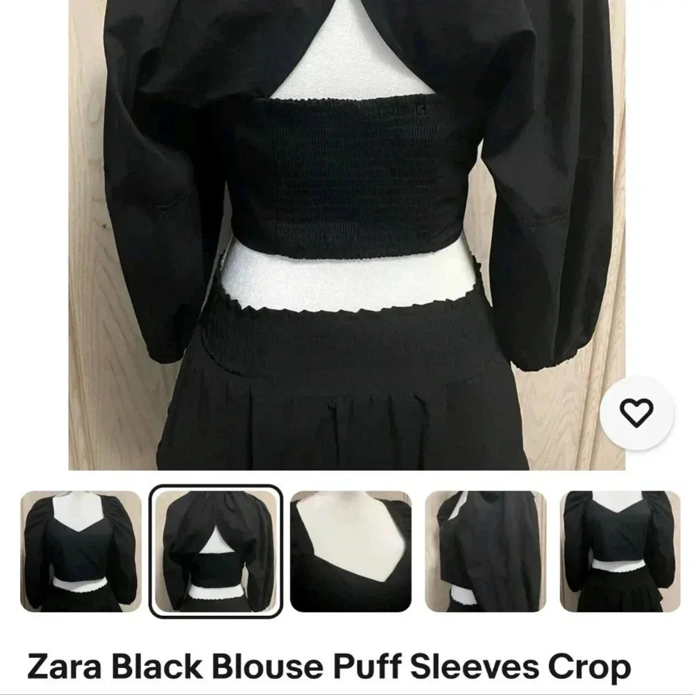 Zara puff crop top back cut out